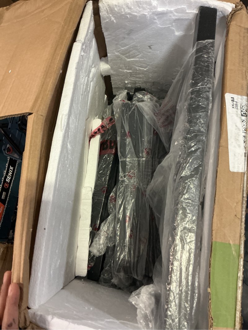 Condition photo showing Good Condition for (Incomplete , 6 Square Stools, )VECELO 7-Piece Dining Table Set with 6 Square Stools, 63\\\" Expandable Kitchen Table with USB Charging & Metal Frame for 2/4/6, Wood Dinette Perfect for Small Spaces, Easy Assembly, Black