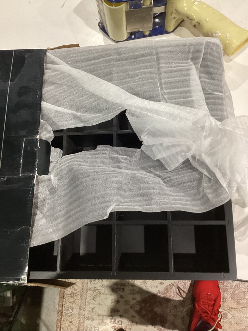 Condition photo showing Good Condition for GSM Brands Shot Glass Display Case, Black Wood, Holds Set of 30 Glasses (16.7 x 12.2 - Each Opening Measures 2.52 x 2.13)