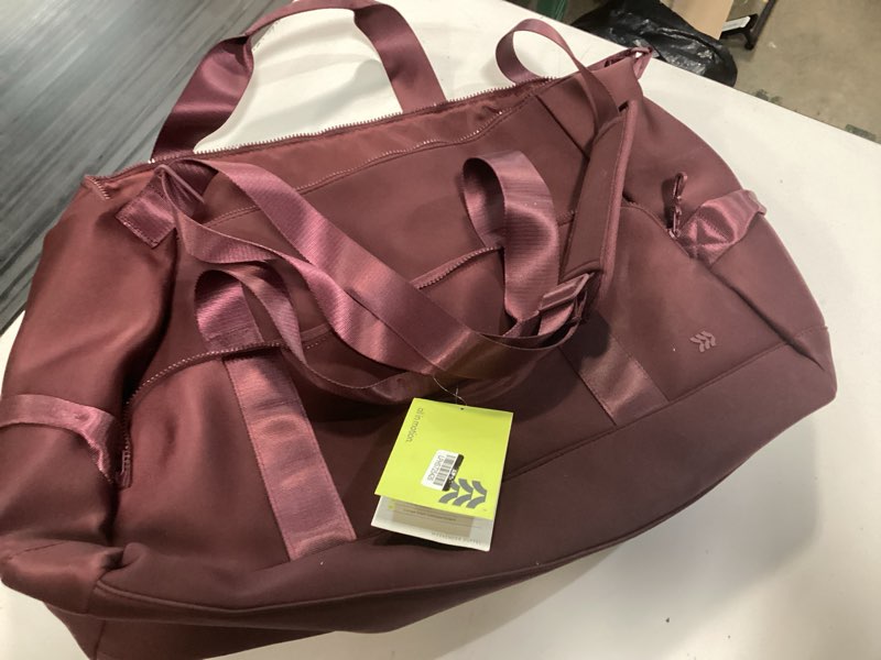 Condition photo showing New/Like New for faux neoprene weekender bag - all in motion - maroon