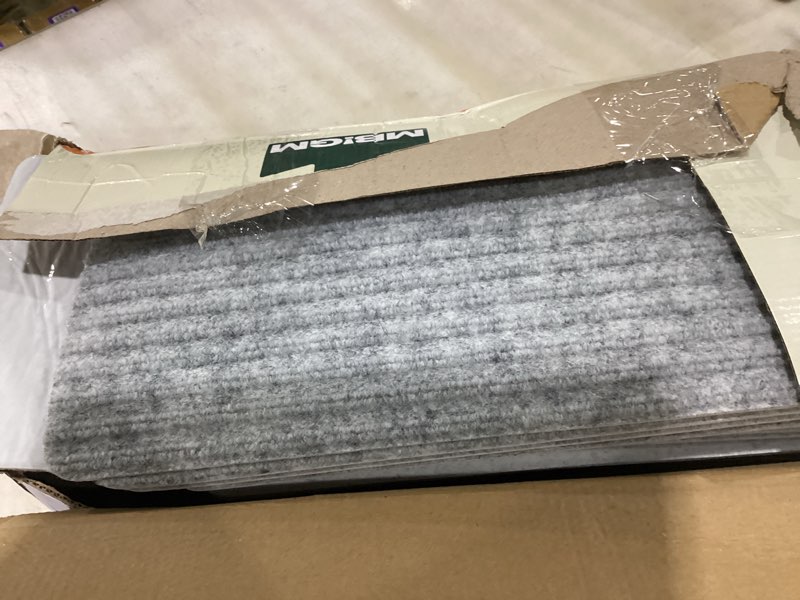 Condition photo showing Good Condition for stair treads non slip landing rug for wooden steps indoor, peel and stick stair treads matching-mat 20"x32" landing slip resistant stair rugs for kids and dogs, polyester stair landing mat, grey blue 1'8" x 2'8" (rectangular) grey blue landing mat 1