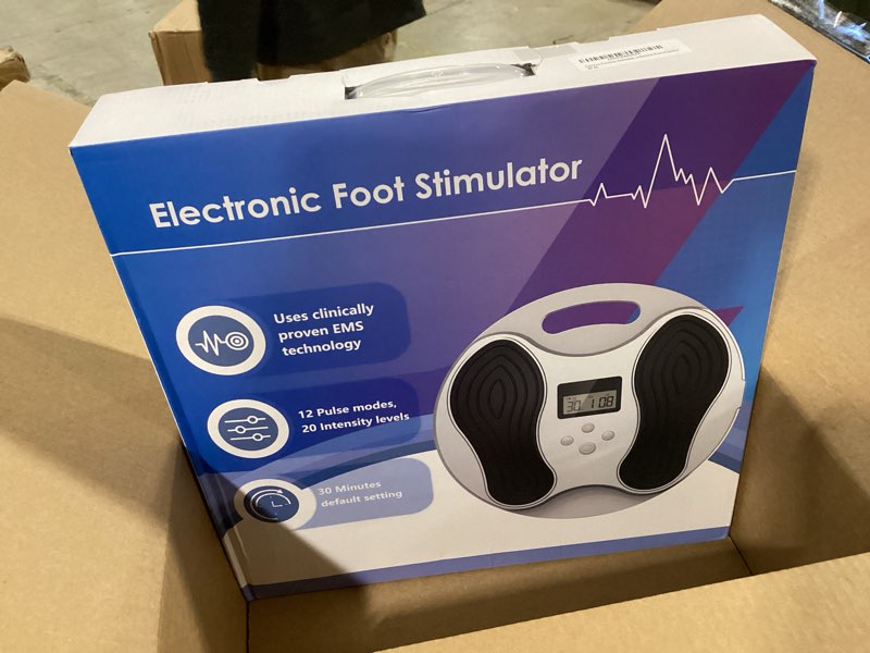 Condition photo showing Good Condition for ems foot stimulator, rechargeable ems foot massager for neuropathy, tens & ems foot circulation stimulator for pain relief/circulation/plantar fasciitis, 1.5kg thin remote electrical muscle stimulator gray