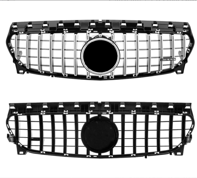 fanchants gt r style front radiator grille for 2013-2019 mercedes-benz cla w117 cla 180, 200, 220, 250, 45 amg (black)