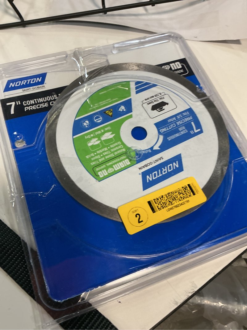 Condition photo showing As Is for norton 7-in wet/dry continuous rim diamond saw blade