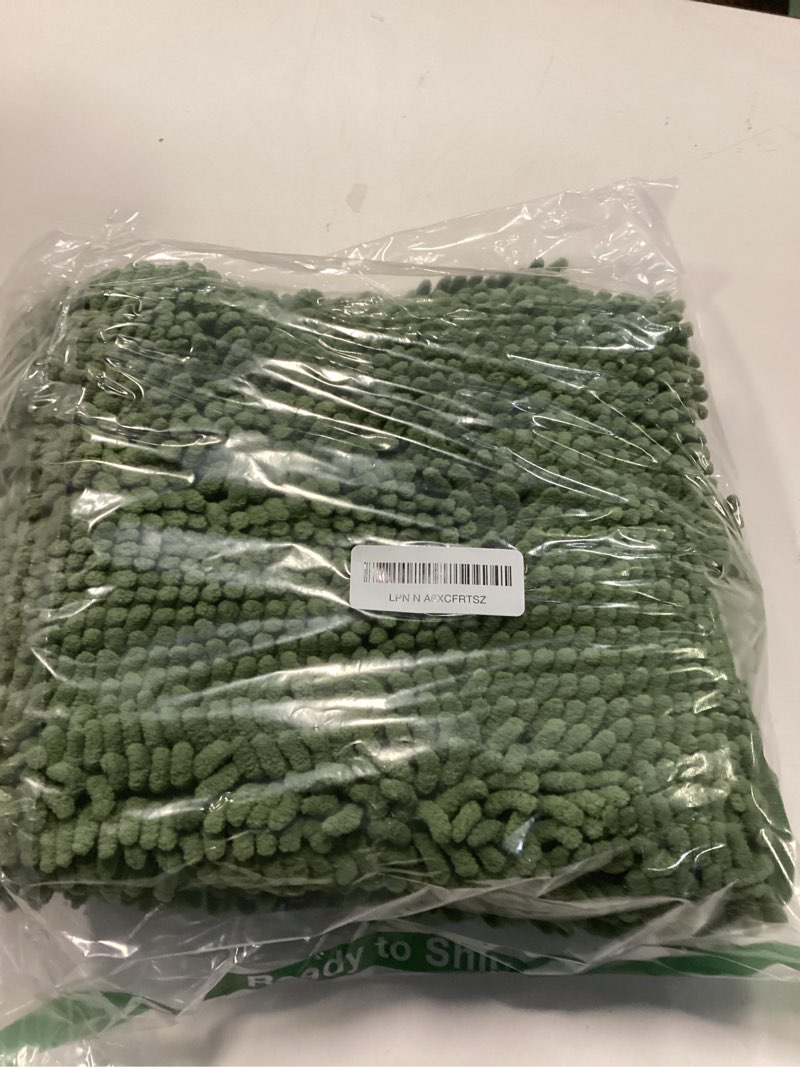 Condition photo showing Good Condition for OLANLY Dog Door Mat for Muddy Paws 36x24, Absorbs Moisture and Dirt, Absorbent Non-Slip Washable Doormat, Quick Dry Chenille Mud Mat, Entry Indoor Entryway Carpet for Inside Floor, Olive Green Olive Green Solid 36" x 24"