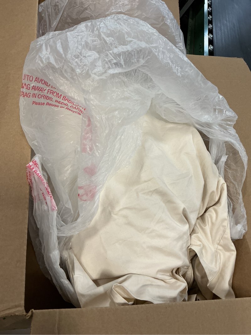 Condition photo showing As Is for buckwheat pillow with organic cotton pillowcase - 20''x26'' organic buckwheat pillow with baffle box for support, adjustable tartary buckwheat hull pillows, organic buckwheat neck pillows off white 20*26 in