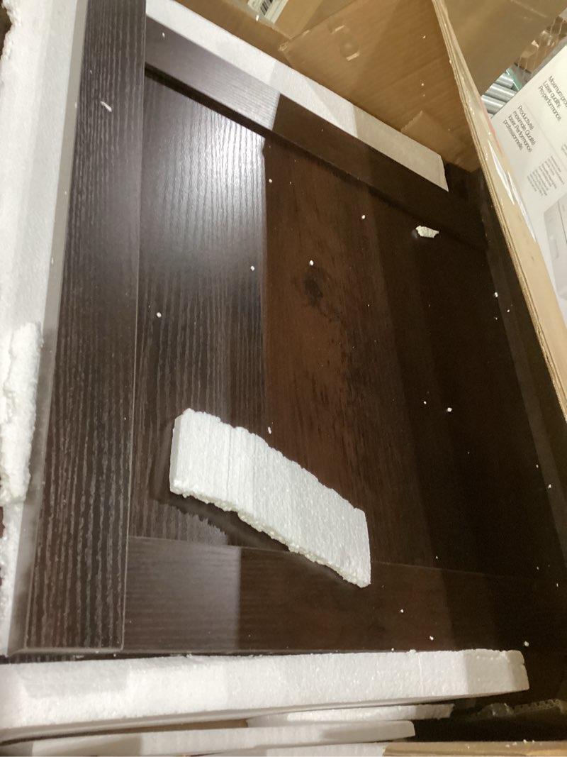 Condition photo showing As Is for Similar to stock photos small crack in wood WLIVE End Table with Charging Station, Narrow Side Table for Living Room, Farmhouse Night Stand with Storage, Small Wooden Cabinet Nightstand with USB Ports and Outlets, 23.7\\\" D x 13.78\\\" W x 23.7\\\" H Espresso