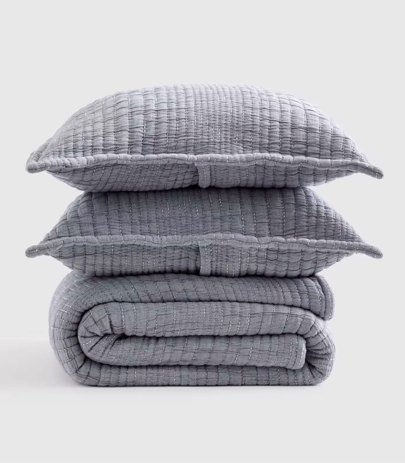 quince airy gauze duvet cover set in mist king size