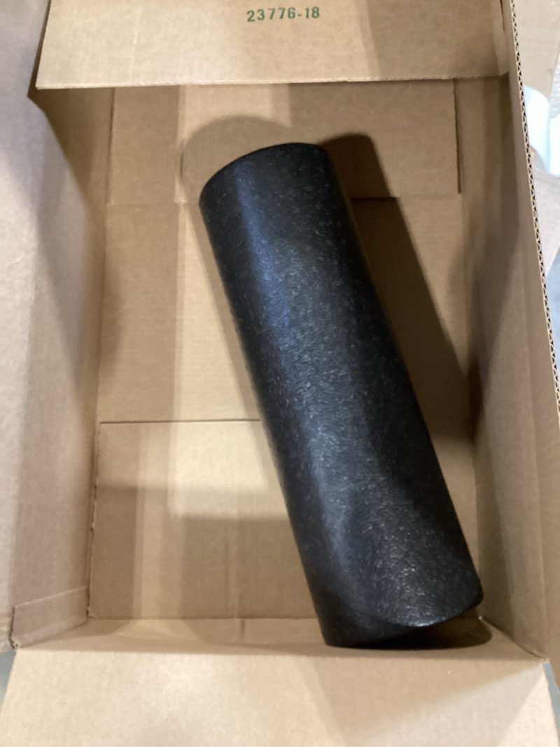 Condition photo showing As Is for prosourcefit high density foam rollers long, firm full body athletic massage tool for back stretching, yoga, pilates, post workout muscle recuperation black 18"h x 6"d