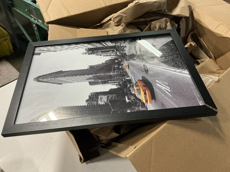 Condition photo showing As Is for americanflat 12x18 poster frame with polished plexiglass - black picture frame - wide photo frames made of engineered wood for vertical or horizontal wall display - epic collection - black black 12x18