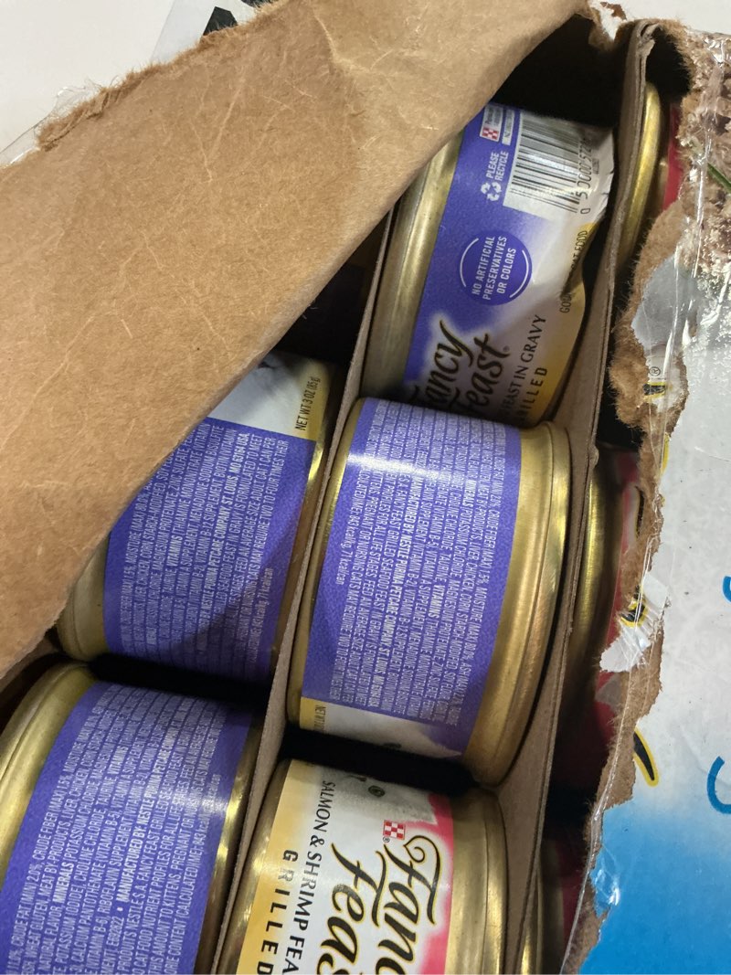 Condition photo showing Good Condition for (best before dec / 2027 ) purina fancy feast grilled wet cat food seafood collection in wet cat food variety pack - (pack of 30) 3 oz. cans 3 ounce (pack of 30)
