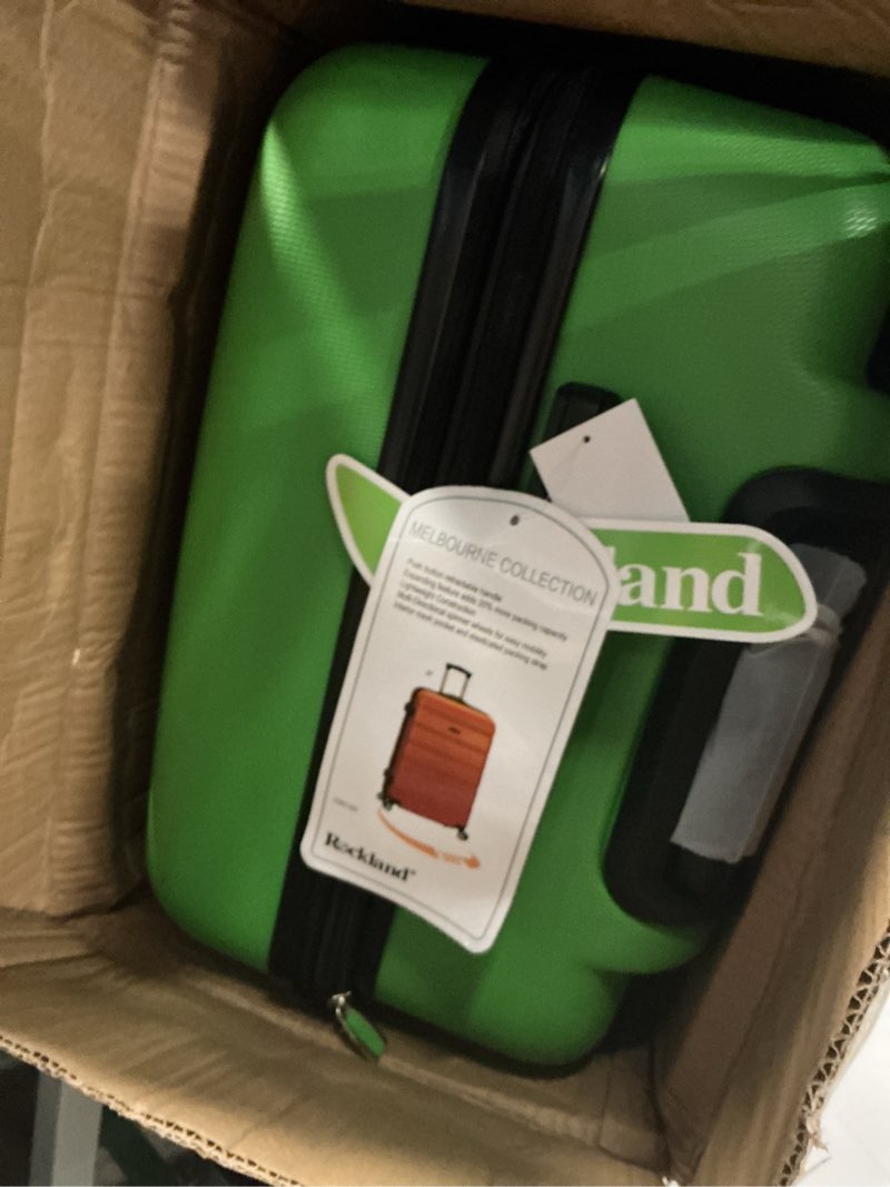 Condition photo showing Good Condition for rockland melbourne hardside expandable spinner wheel luggage, green, checked-large 28-inch (f1603-green) checked large 28" green