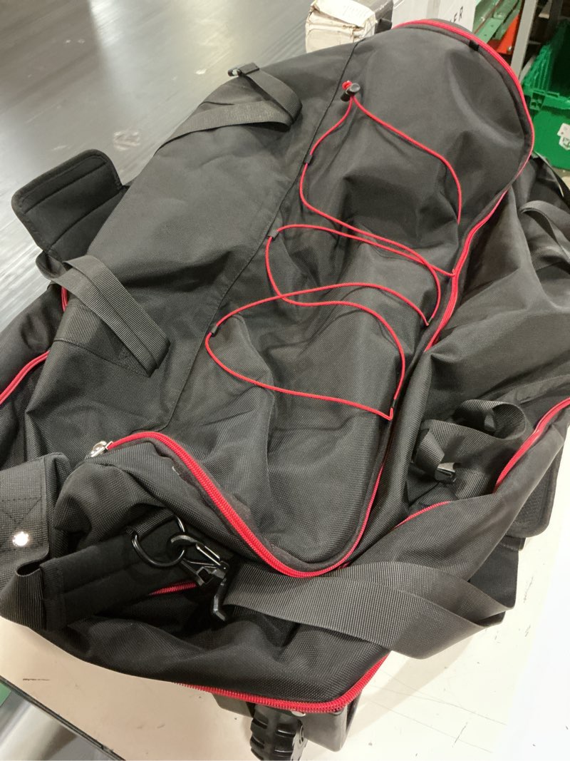 Condition photo showing Good Condition for rolling duffle bag with wheels,110l/140l expandable soft-sided foldable duffle bag with 2 rubber wheels,packable 32” rolling carry-on with multi-pockets & compartments black red