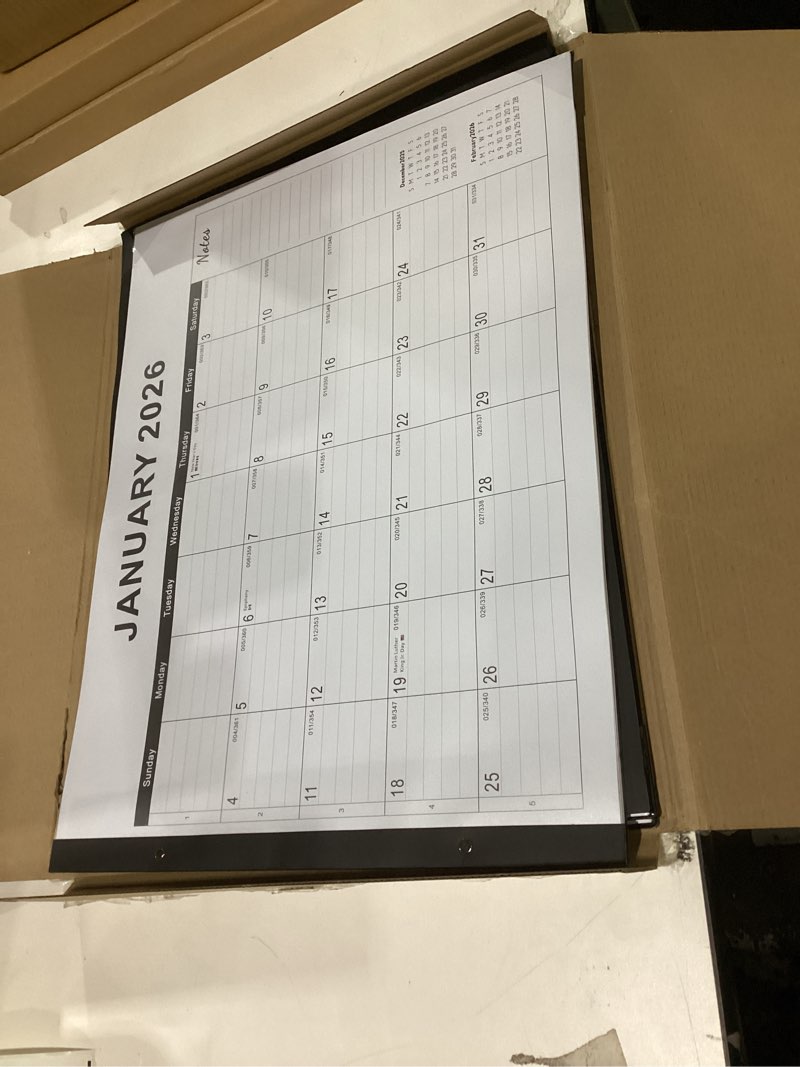 Condition photo showing New/Like New for 2026 Desk Calendar Large 22x17 – Desk Top Calendar 2026 with plastic cover Black(Jan 2026 - June 2027) 5