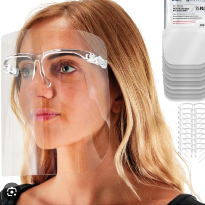 TCP Global Salon World Safety Face Shields with Glasses Frames (Pack of 25) - Ultra Clear Protective