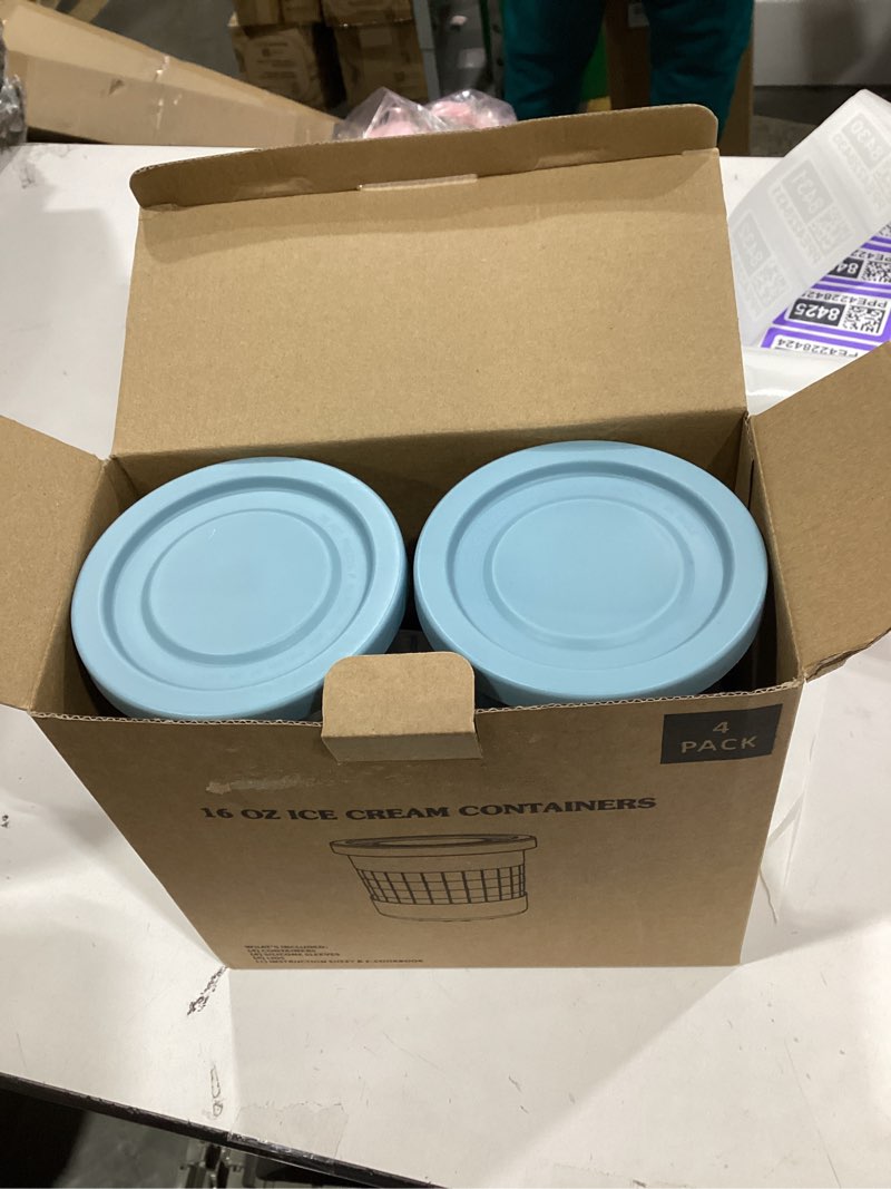 Condition photo showing New/Like New for for Ninja Creami Pints and Lids-4 Pack, 16OZ Container Compatible with NC299AMZ & NC300s Series Ice Cream Makers, Extra Cups Replacement for Ninja Creamy Containers Airtight Anti-slip Dishwasher Safe 16OZ Original Pints-4 Pack