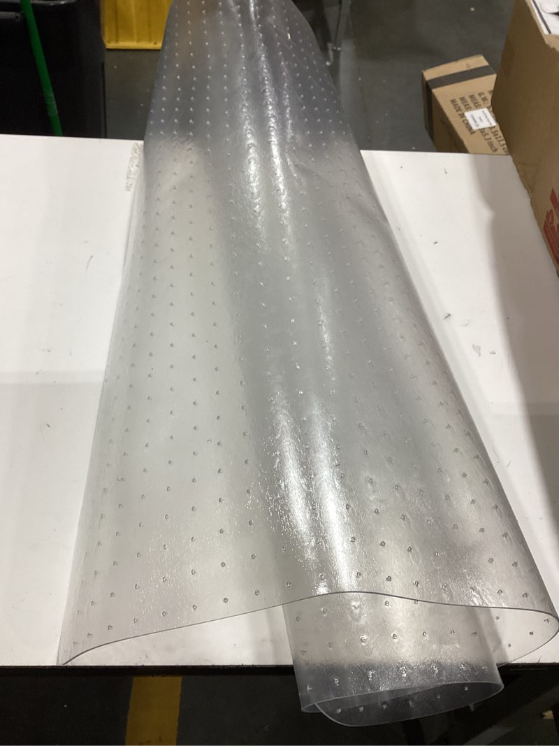 Condition photo showing As Is for floortex ecotex bioplus carpet chair mat, 29\" x 47\", clear bio based polycarbonate (nccmflbg0001)
