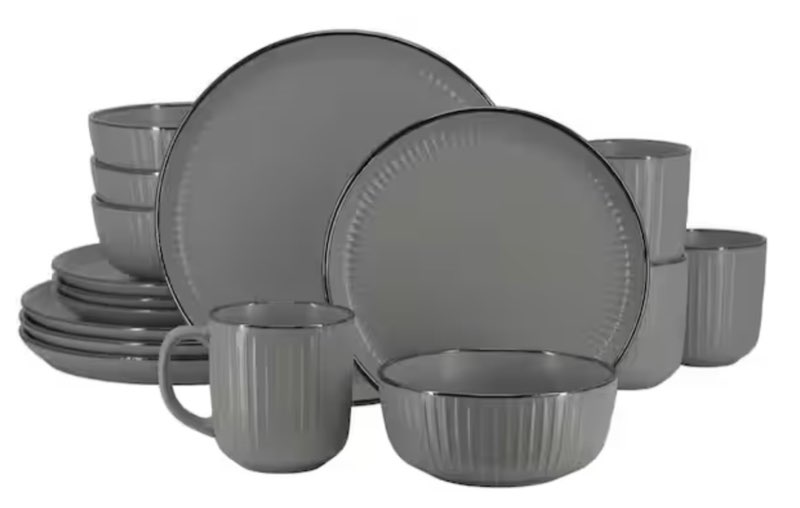 square house 16 piece dinnerware set key west - plates, bowls, and mugs set for 4 - chip and scratch