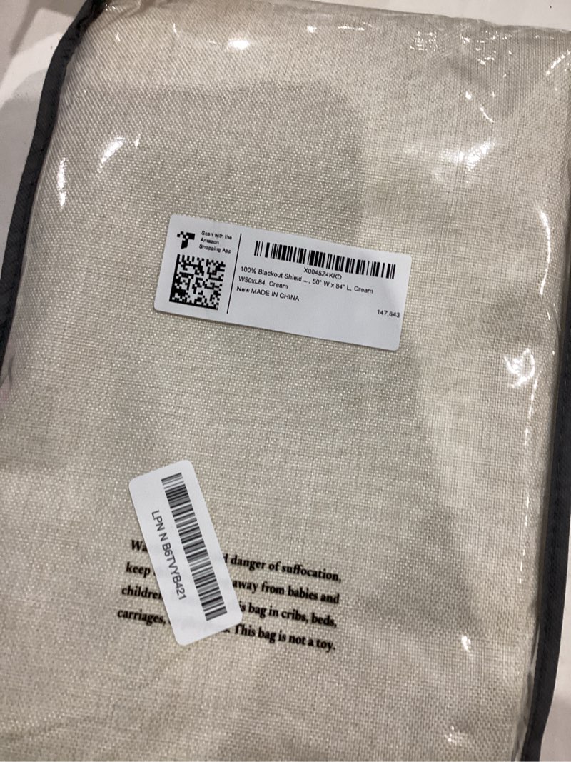 Condition photo showing Good Condition for 100% Blackout Shield Linen Blackout Curtains for Bedroom 84 Inches Long, Back Tab/Rod Pocket Living Room Drapes, Thermal Insulated Blackout Curtains 2 Panels Set, 50" W x 84" L, Cream Cream 50"W x 84"L (Pack of 2)