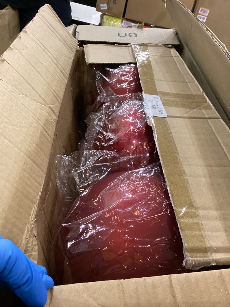 Condition photo showing As Is for 12 Pcs 8" Extra Large Red Christmas Ball Ornament Shiny Matte Glitter Fillable Oversized Shatterproof Xmas Hanging Bauble Huge Plastic Ball for Outdoor Lawn Yard Tree Hanging Decoration DIY Wedding