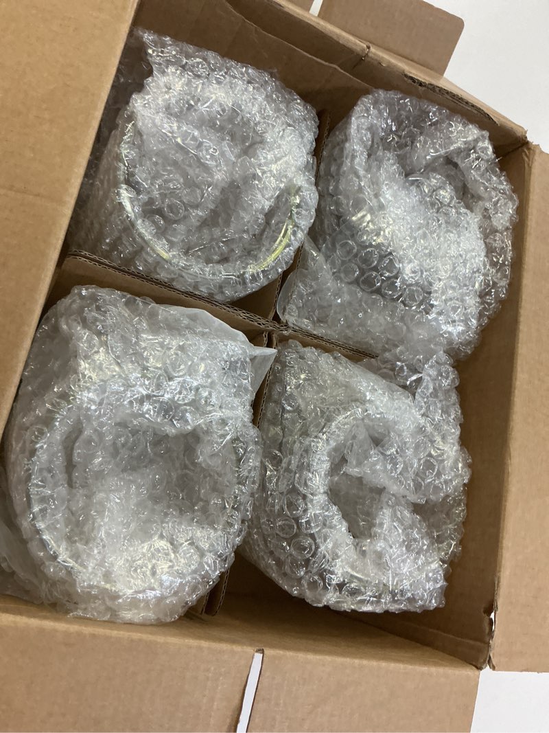Condition photo showing New/Like New for nira.z 12.5 oz double walled glass coffee mugs with handle set of 4 clear insulated irish coffee cups hand blown glass cups for hot cold beverages, cappuccino, latte, tea, espresso, juice, americano clear-set of 4