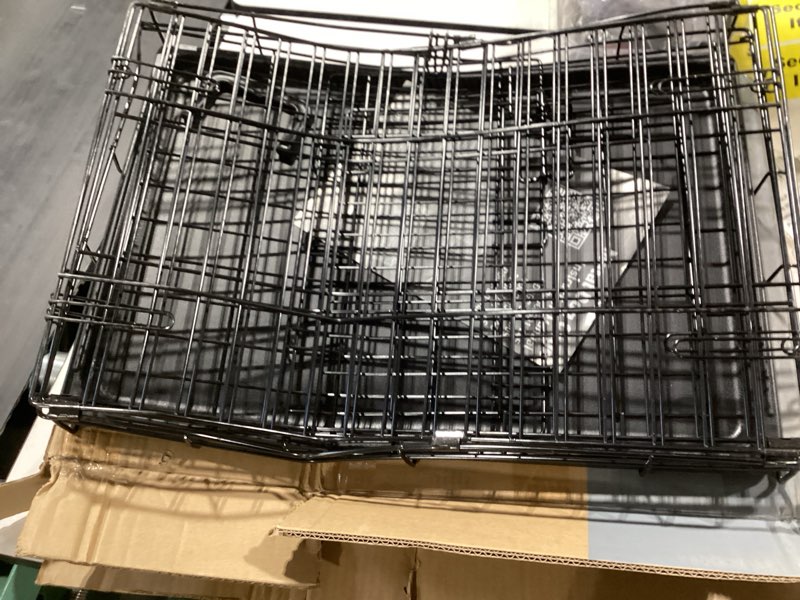 Condition photo showing As Is for amazon basics durable, foldable metal wire dog crate with tray, single door, 18 x 12.4 x 15 in, black 18.0"l x 12.4"w x 15.0"h single door no divider