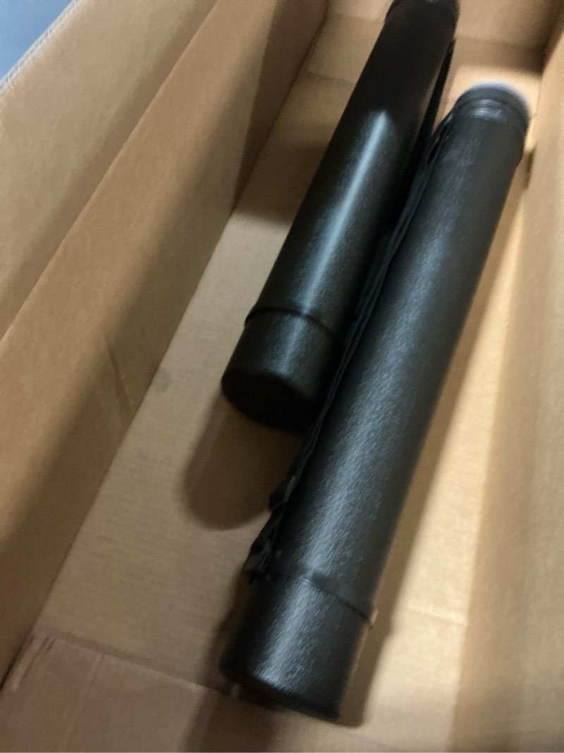 Condition photo showing Good Condition for calpalmy 2-pack extendable poster tubes expand from 24.5” to 40” with shoulder strap | carry documents, blueprints, drawings and art | black portable durable round storage cases with lids and labels large round black