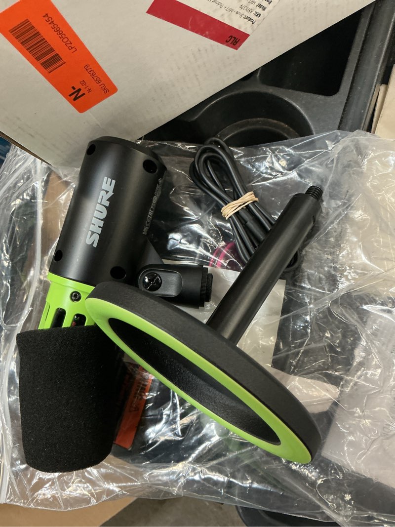 Condition photo showing As Is for shure mv6 gaming microphone, dynamic usb pc mic for video games & streaming - desktop stand, background noise cancellation, tap-to-mute & 3.5mm output for real-time headphone monitoring