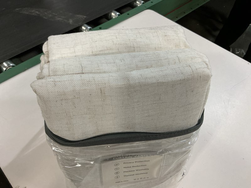 Condition photo showing Good Condition for Linen Pinch Pleated Curtains Blackout 100% Black Out Curtains 72 Inches Long 2 Panels with Hooks, Thermal Insulated Pinch Pleat Drapes for Bedroom, 40Wx72L, Natural White Natural White 40"W x 72"L (Pack of 2)