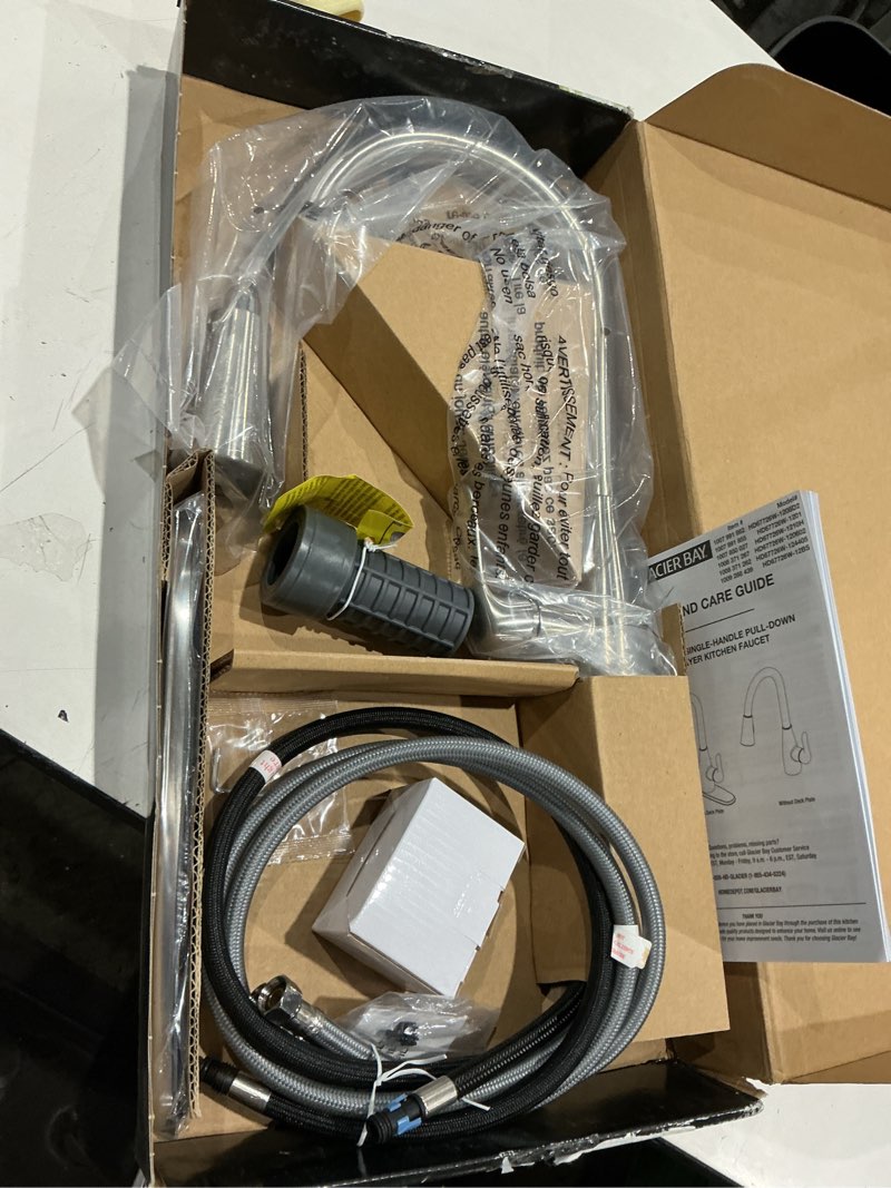 Condition photo showing Good Condition for glacier bay mckenna kitchen faucet with single handle pull-down sprayer (stainless steel), hd67726w-1208d2