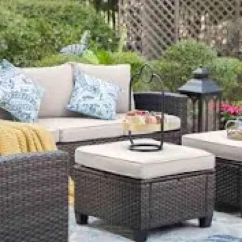 Argyri Wicker Outdoor Patio Ottomans