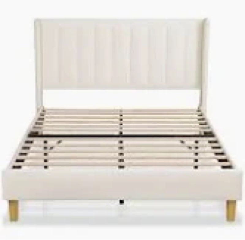 Upholstered Bed Frame with Wing Side
