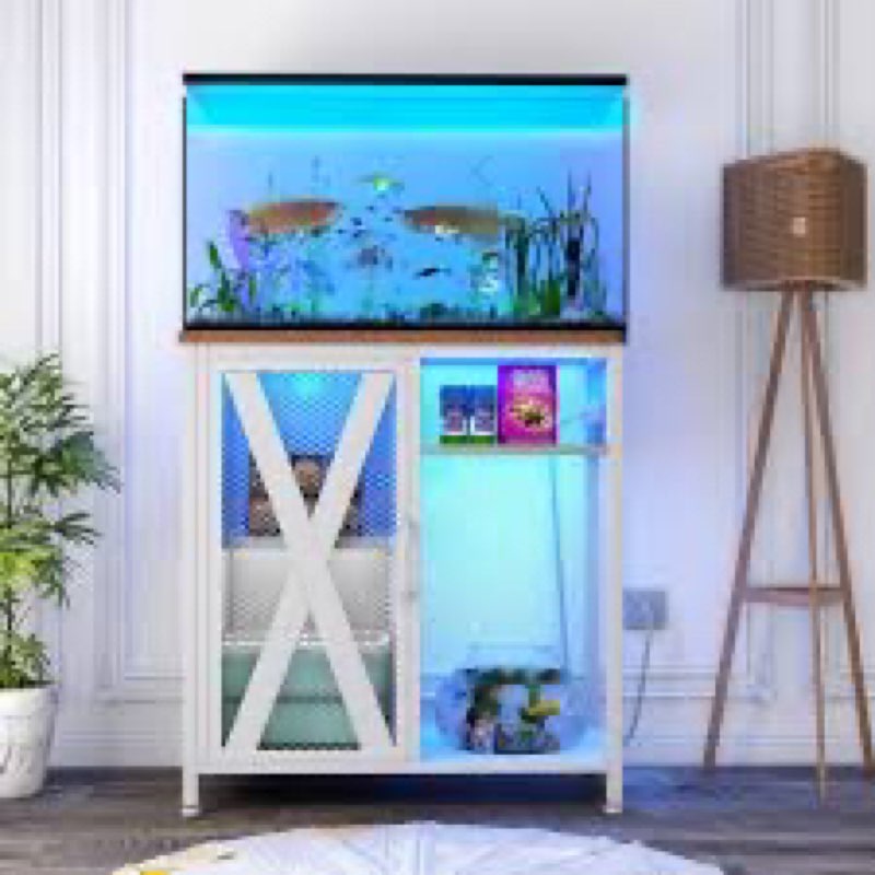 Dshayle rectangle aquarium stand with power outlets y led light