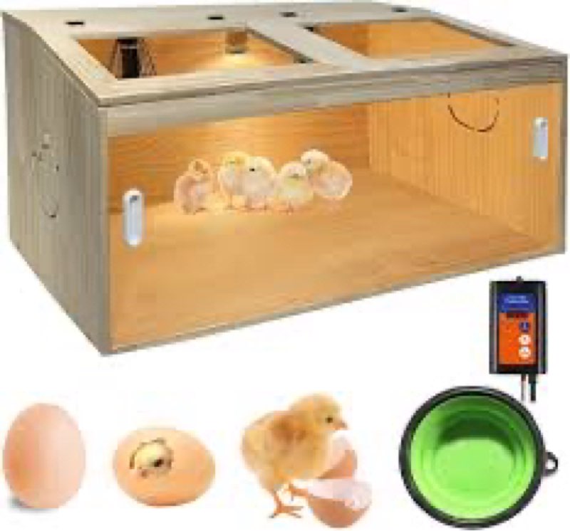 Large Chicken Brooder Box 32", Thickened Pre-Drilled Holes Brooder Box for Chicks with Heat Lamp, Wa