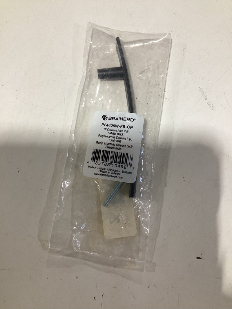 Condition photo showing New/Like New for allen + roth amelia 3-in (76mm) center to center matte black arch bar drawer pull