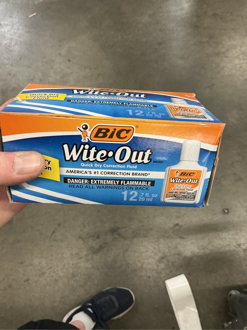 Condition photo showing As Is for bic correction fluid: foam brush, 20 ml size, white, 12 pk