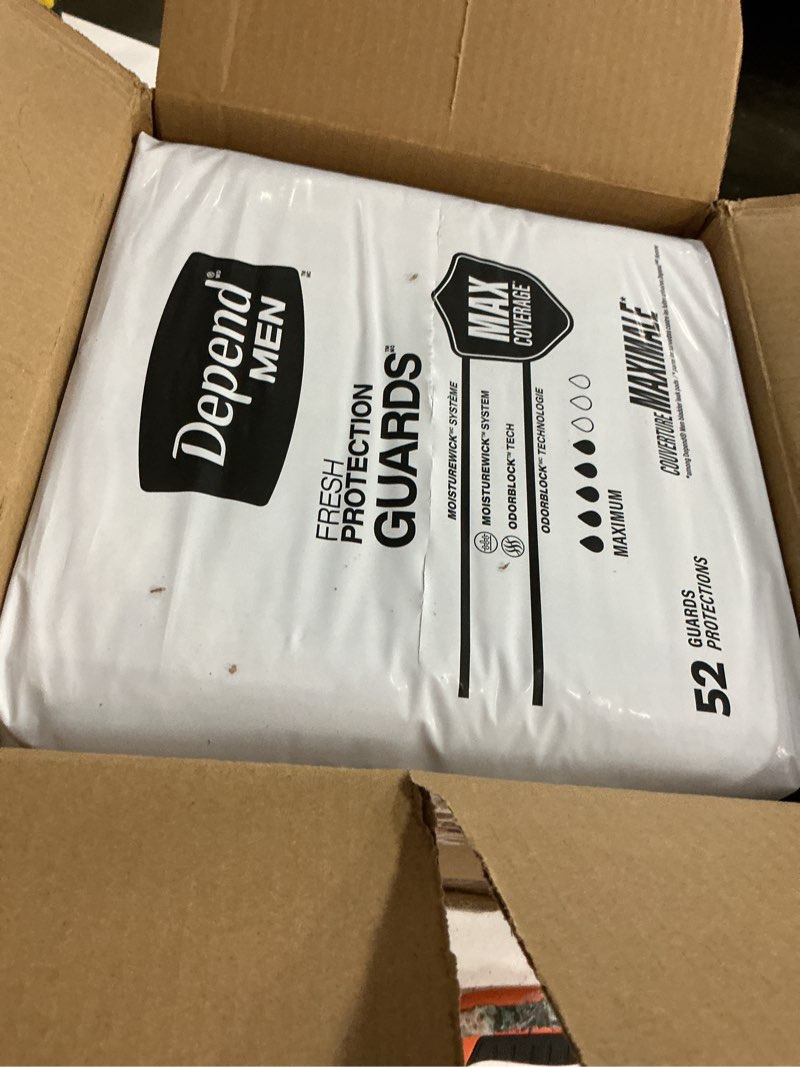 Condition photo showing New/Like New for depend guards incontinence pads for men, maximum absorbency, 104 count, packaging may vary