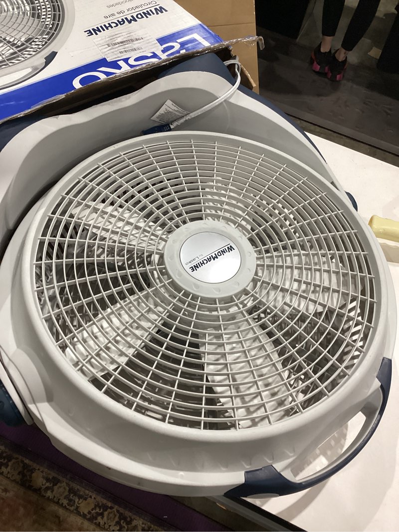Condition photo showing New/Like New for lasko wind machine 20  3-speed tilt mechanism floor fan  gray  3300