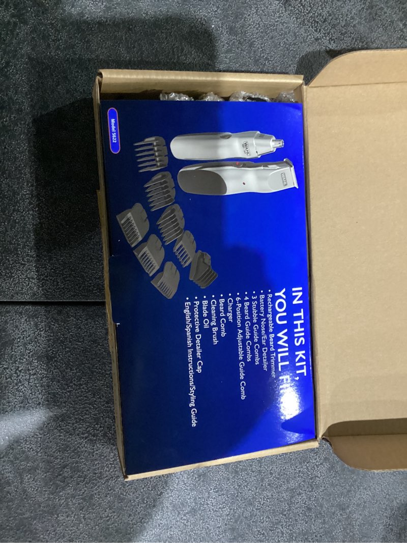 Condition photo showing New/Like New for Wahl Groomsman Rechargeable Beard Trimmer kit for Mustaches, Nose Hair, and Light Detailing and Grooming with Bonus Wet/Dry Battery Nose Trimmer – Model 5622v