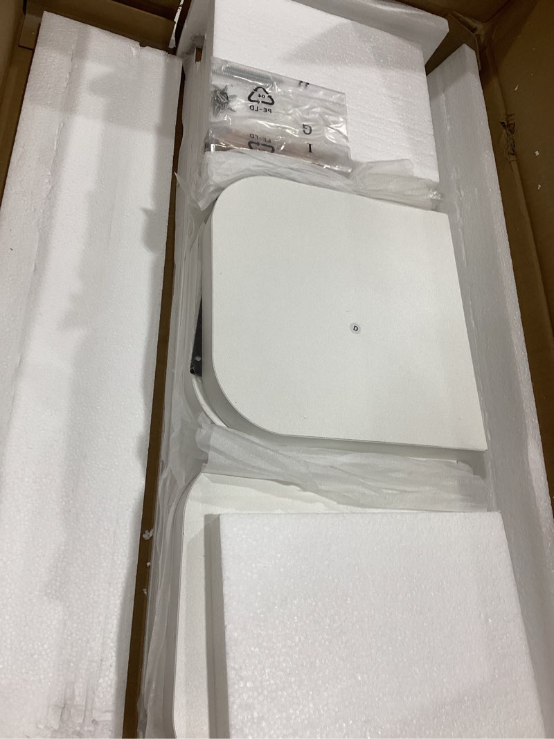 Condition photo showing Good Condition for 7 tier wall shelf unit white floating shelves for wall, decorative lack shelf for storage curved edges, tall vertical display shelf for bedroom, vanity, living room, book shelves