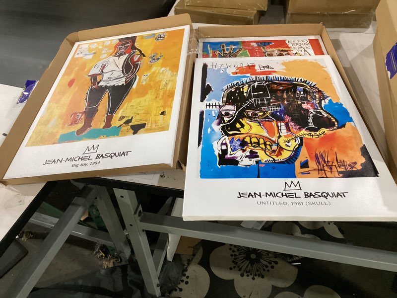 Condition photo showing Good Condition for eysintum graffiti canvas wall art set of 3, modern abstract, 12 x 16 in | gallery wrapped canvas, ready to hang, colorful street art decor for living room, bedroom, office, man cave & creative spaces multicolor graffiti canvas wall art 12 x 16 in canvas