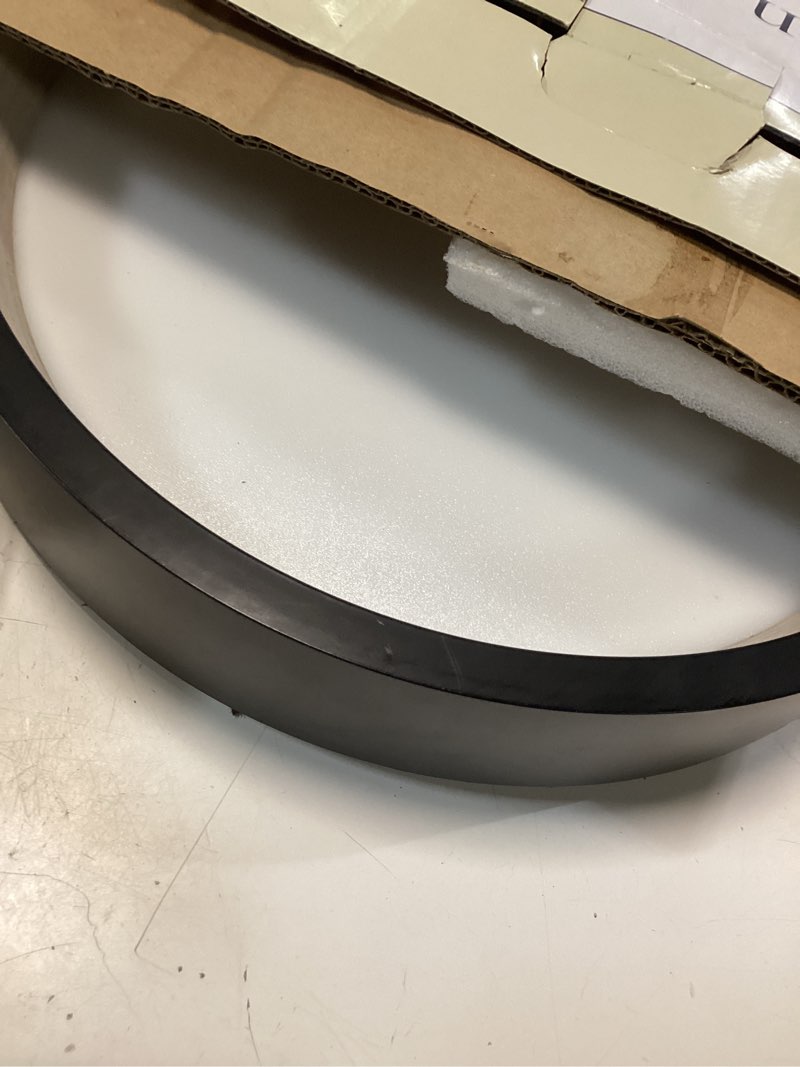 Condition photo showing As Is for allen + roth mason 14.25-in black indoor led flush mount light with plastic shade