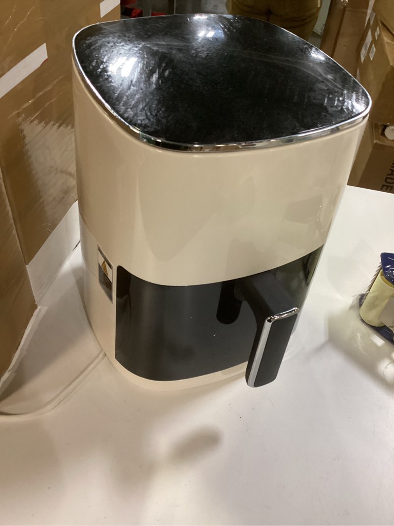 Condition photo showing As Is for Sweetcrispy 6QT Air Fryer with Window, Square Airfryer Oven 12-in-1 for Family, 400°F Rapid Air Crispy Technology, Roast Bake Dehydrate, Nonstick & Easy-Clean Basket,Off-White
