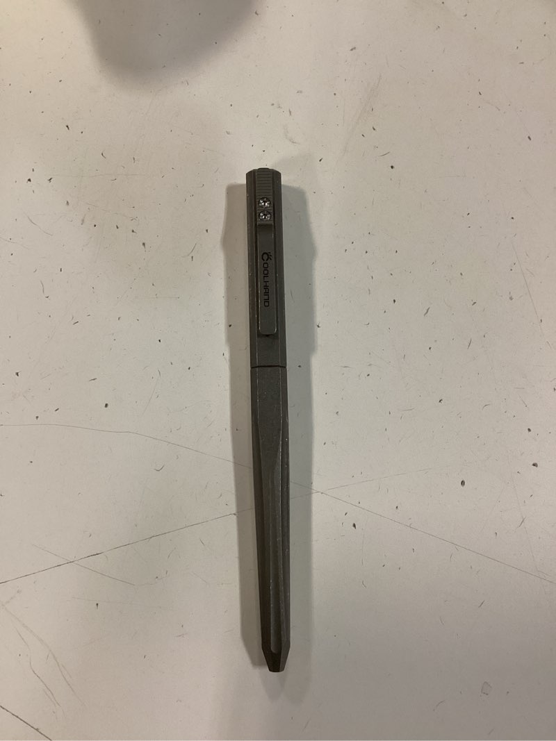 Condition photo showing As Is for Cool Hand 5.3'' Titanium Alloy EDC Metal Pen, Slide Retractable Office Business Writing Pens, Ballpoint Ink Refillable,, Stone Wash Finish Dark Gray Square Pen Dark Gray