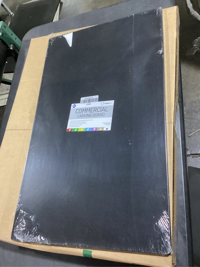 Condition photo showing Good Condition for thirteen chefs 30x18 extra large cutting board for fish, meat, bbq - 1/2 inch thick black plastic, commercial grade hdpp poly with nsf stamp, 10 pounds