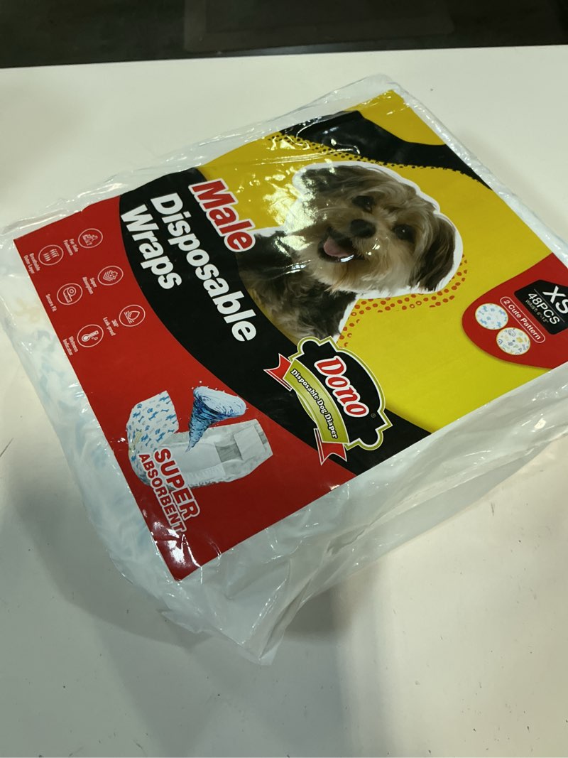 Condition photo showing Good Condition for dono disposable male dog diapers, super absorbent male dog wraps for small to large dogs, 360° leak-proof with wetness indicator,xs,48pcs xs(6-13in) 48.0