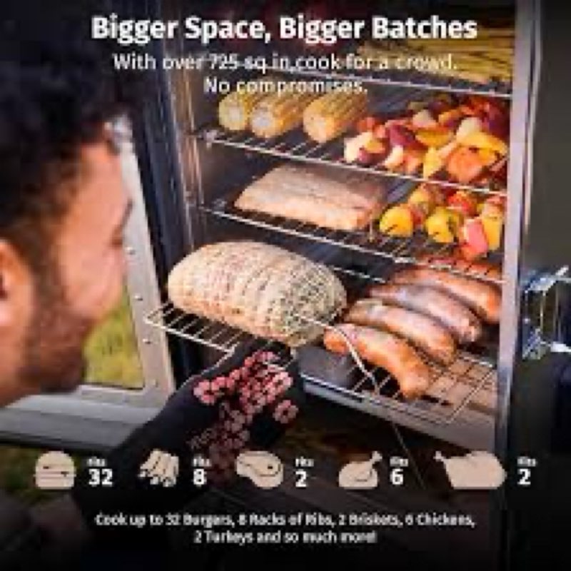 EAST OAK Ridgewood Pro Max Electric Smoker with Leg Kit, Built-in Meat Probe &Side Wood Chip Loader 