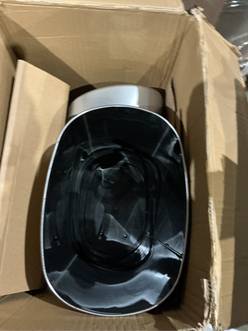 Condition photo showing Good Condition for itouchless 13 gallon oval sensor trash can with odor filter, automatic motion sensor kitchen bin, soft-close stainless steel, slim curved wastebasket for narrow walkways & islands, matte silver light silver, black