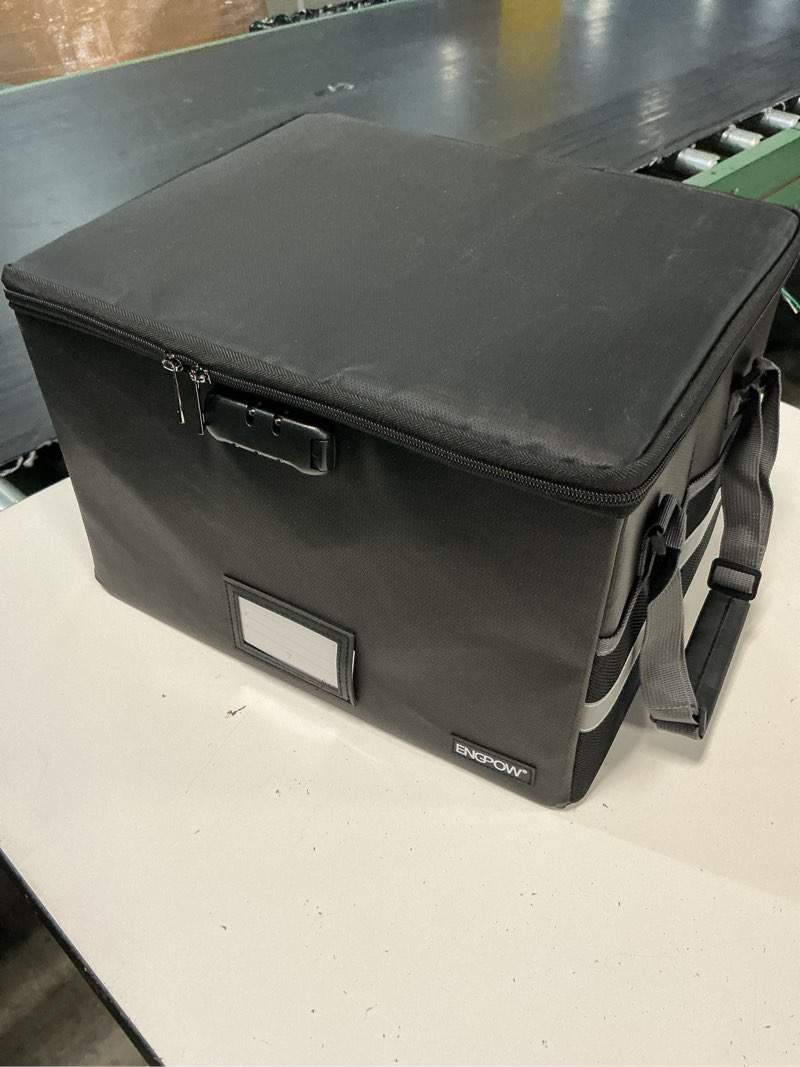 Condition photo showing Good Condition for engpow file box with lock,fireproof document box with zipper?pockets,collapsible file organizer filing storage cabinet with handle,portable home office safe for hanging letter/legal folder,black 15.55" x 12.2" x 10", 1 pack black,grey