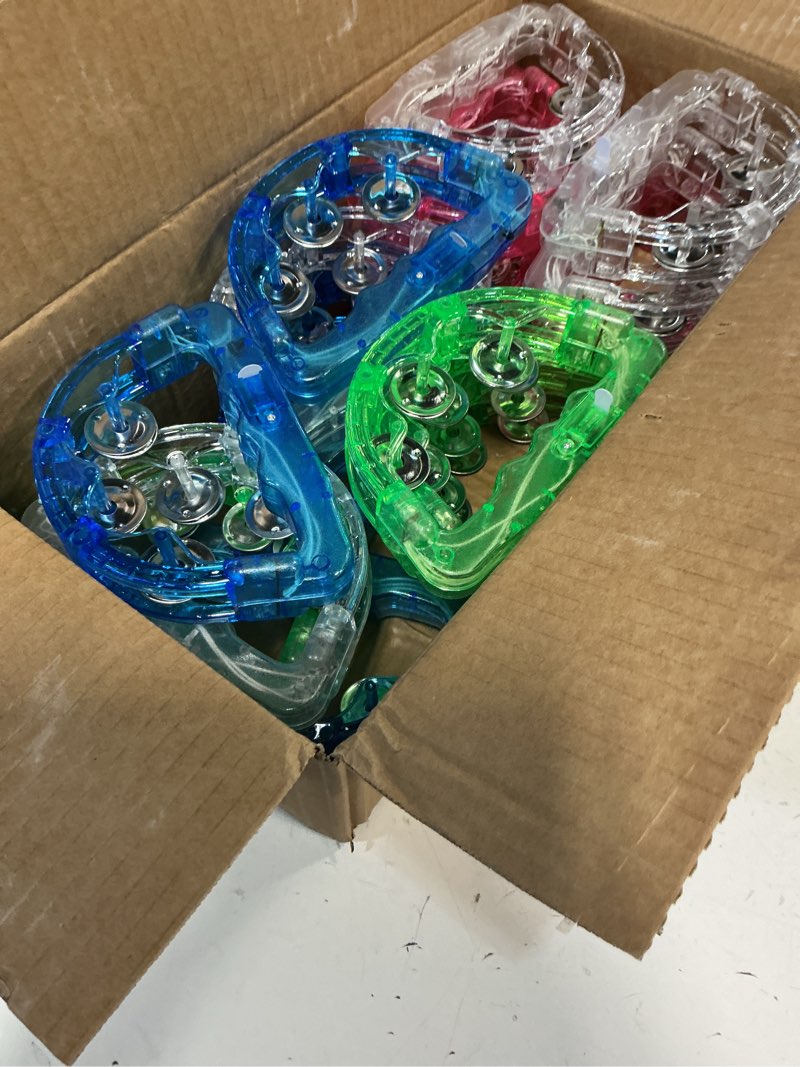 Condition photo showing Good Condition for 20 Pack Light Up LED Tambourine Glow in The Dark Handheld Percussion Musical Flashing Party Supplies for Adults Wedding Dance Floor Props Birthday Anniversaries Gifts (Random Color)
