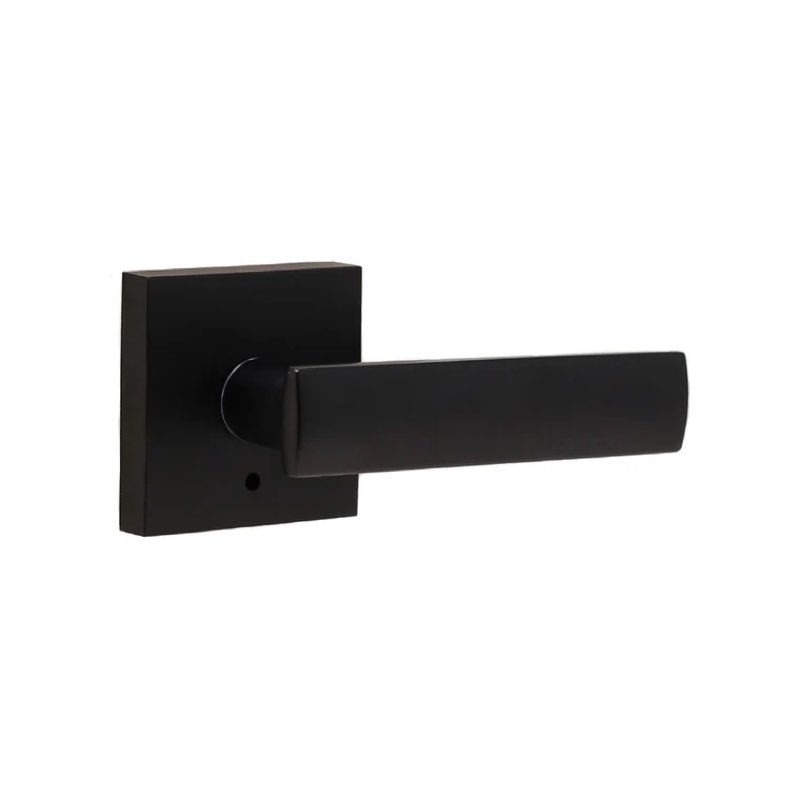 Utica Lever Privacy Door Lever with Square Rosette Finish: Black